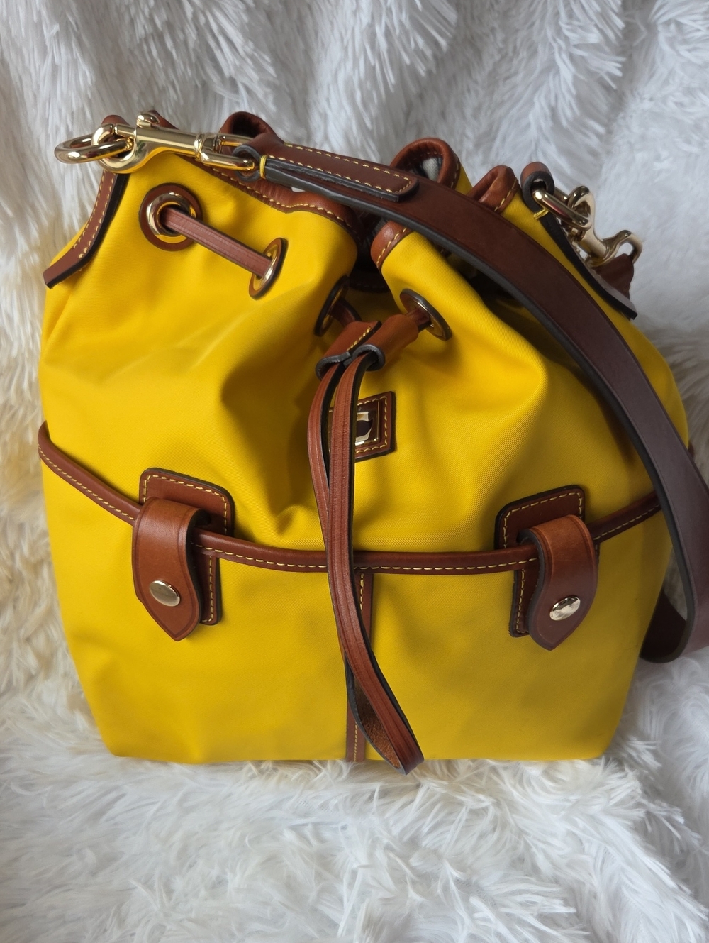 DOONEY&BOURKE Yellow Canvas Drawstring  With Leather Trim